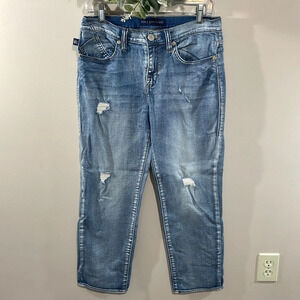 Rock & Republic Indee Slim Boyfriend Crop Distressed Denim Jeans 10